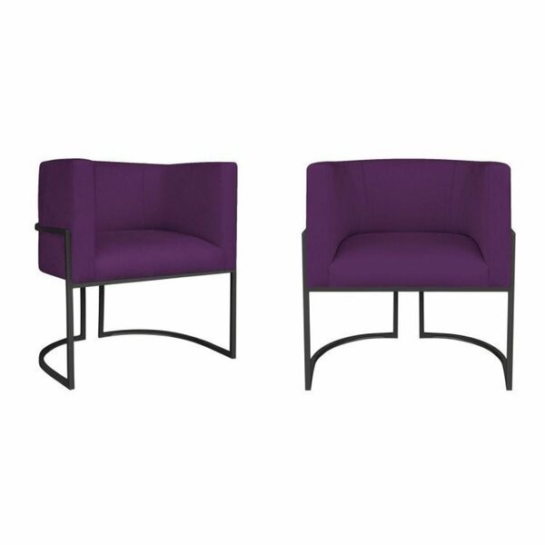 Kit 2 Poltrona Decorativa Base De Ferro Suede Munique  Roxo/p
