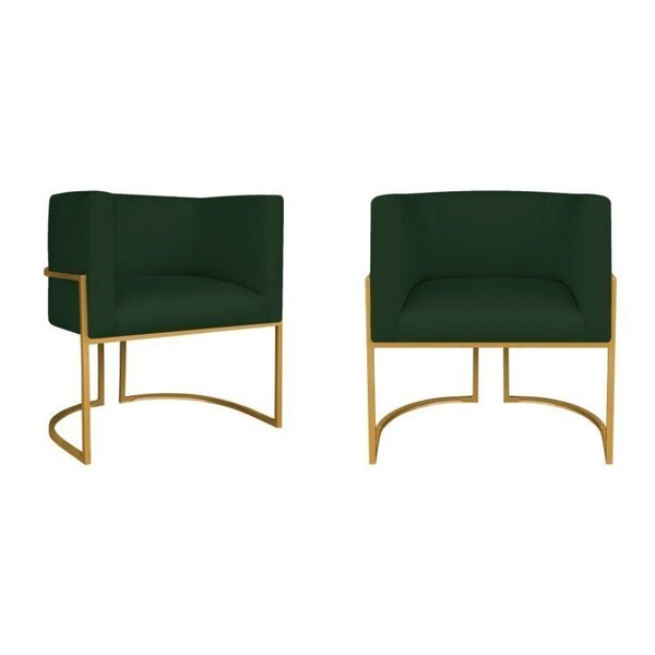 Kit 2 Poltrona Decorativa Base De Ferro Suede Munique  Verde/