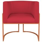 Kit 2 Poltrona Decorativa Base De Ferro Suede Munique  Vermel