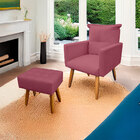 Kit 2 Poltrona Decorativa Duda Com Puff New Para Sala E Quart