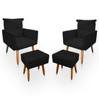 Kit 2 Poltrona Decorativa Duda Com Puff New Para Sala E Quart