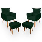 Kit 2 Poltrona Decorativa Duda Com Puff New Para Sala E Quart