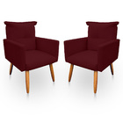 Kit 2 Poltrona Decorativa Duda Para Sala E Quarto Suede Bordo