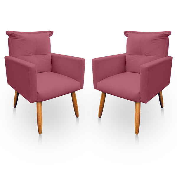 Kit 2 Poltrona Decorativa Duda Para Sala E Quarto Suede Rose-