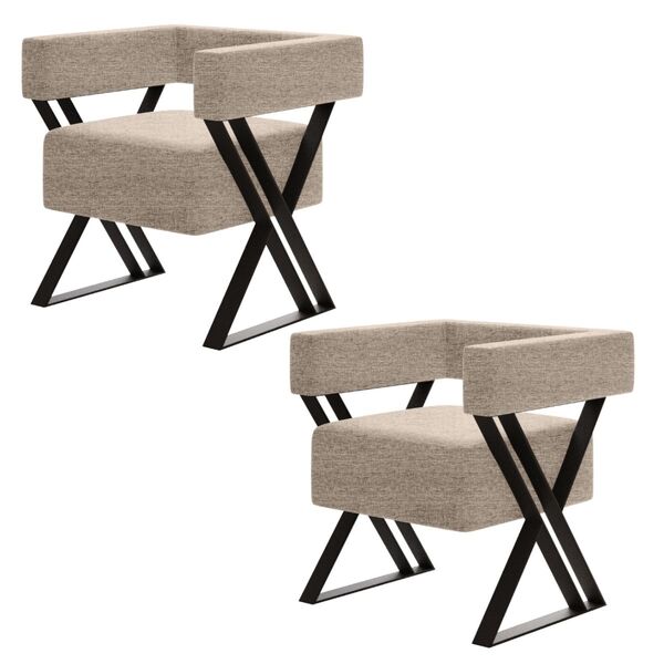 Kit 2 Poltrona Decorativa Kira Pés Metal Estilo Industrial Li