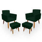 Kit 2 Poltrona Decorativa Nina Com Puff New Para Sala E Quart