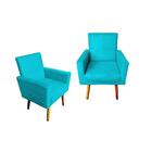 Kit 2 Poltrona Decorativa Nina Com Rodapé Suede Turquesa