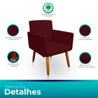 Kit 2 Poltrona Decorativa Nina Para Sala E Quarto Suede Bordo