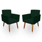 Kit 2 Poltrona Decorativa Nina Para Sala E Quarto Suede Verde