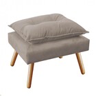 Kit 2 Poltrona Decorativa Opala Plus Com Puff  Suede Bege