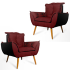 Kit 2 Poltrona Decorativa Opala Suede Bordo Web Shop Moveis