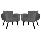 Kit 2 Poltrona Decorativa Para Sala Pés Palito Geovana Cinza