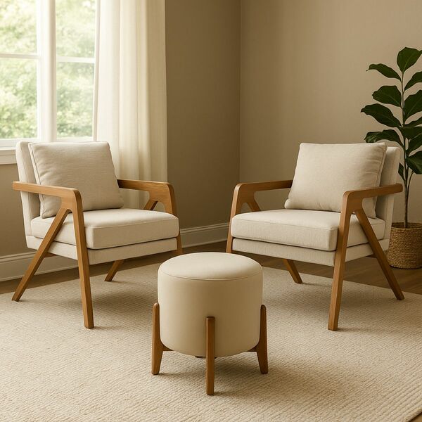 Kit 2 Poltrona Decorativa Puff Sala Moderno Escritório Lana B