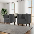 Kit 2 Poltrona Decorativa Recepção Brunna Suede Cinza