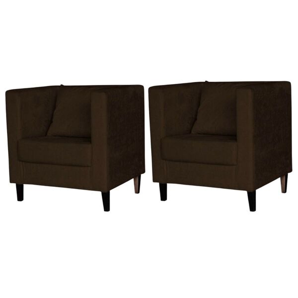 Kit 2 Poltrona Decorativa Recepção Brunna Suede Marrom