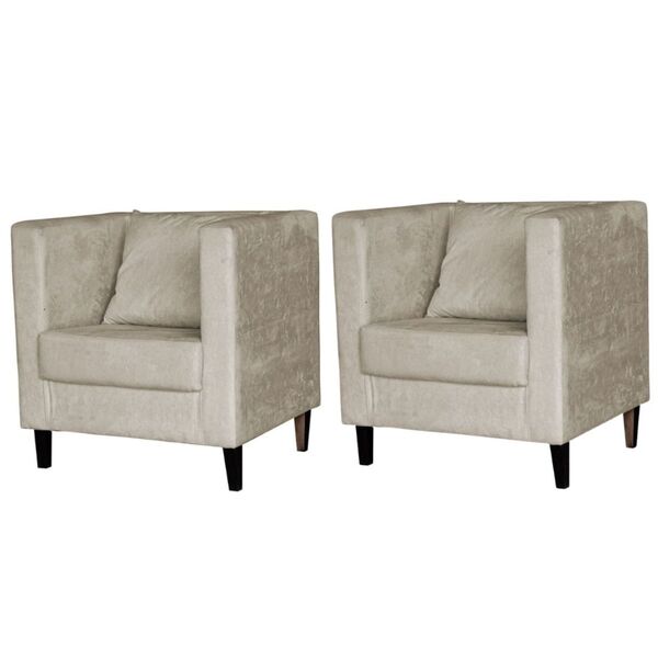 Kit 2 Poltrona Decorativa Recepção Estela Suede Bege