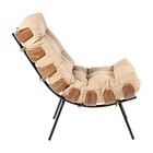 Kit 2 Poltrona Decorativa Sala De Estar Costela Couro Bege G3