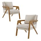 Kit 2 Poltrona Decorativa Sala De Estar Escritório Mona Linho