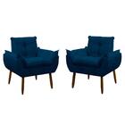 Kit 2 Poltrona Decorativa Sala De Estar Escritório Quarto Azu