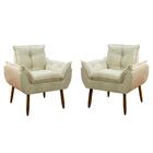 Kit 2 Poltrona Decorativa Sala De Estar Escritório Quarto Beg