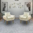 Kit 2 Poltrona Decorativa Sala De Estar Escritório Quarto Beg