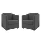 Kit 2 Poltrona Decorativa Sala De Estar Esther Suede Cinza