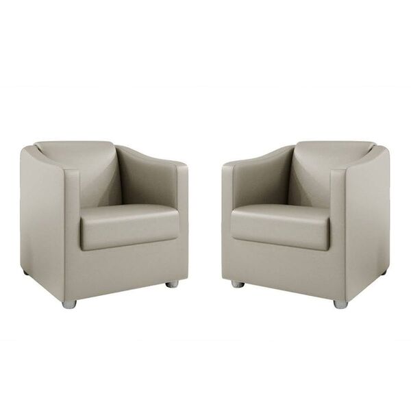 Kit 2 Poltrona Decorativa Sala De Estar Malu Corino Bege