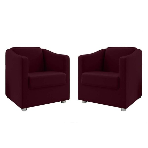 Kit 2 Poltrona Decorativa Sala De Estar Malu Suede Marsala