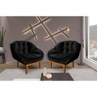 Kit 2 Poltrona Decorativa Sala De Estar Moana Veludo Preto