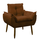 Kit 2 Poltrona Decorativa Sala De Estar Prime 1 Puff Redondo