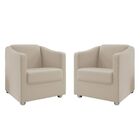 Kit 2 Poltrona Decorativa Sala De Estar Tila Suede Bege