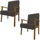 Kit 2 Poltrona Decorativa Sala Estar Jade Veludo Marrom Café