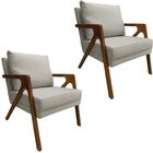 Kit 2 Poltrona Decorativa Sala Estar Lucía Linho Bege Claro