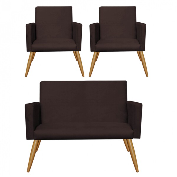 Kit 2 Poltrona E Namoradeira Decorativa Nina Sala De Estar Re