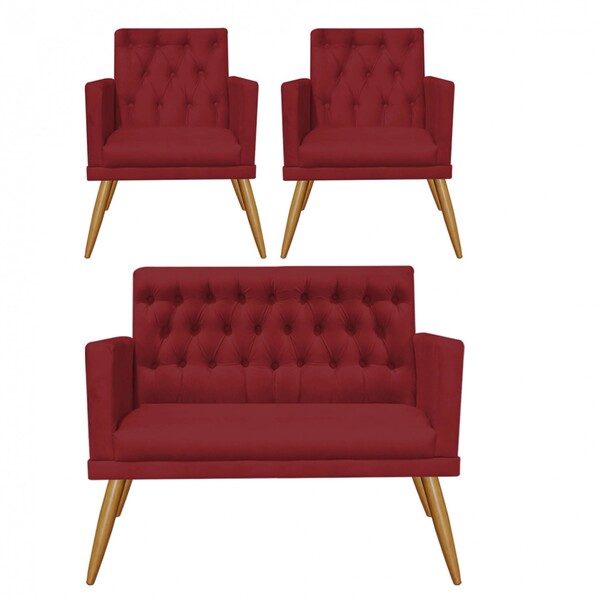 Kit 2 Poltrona E Namoradeira Maria Capitonê Sala De Estar Rec