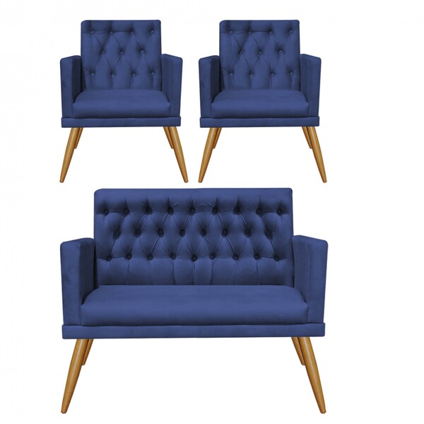 Kit 2 Poltrona E Namoradeira Maria Capitonê Sala De Estar Rec