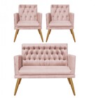 Kit 2 Poltrona E Namoradeira Maria Capitonê Sala De Estar Rec