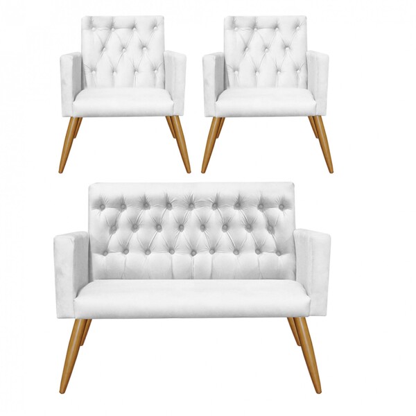 Kit 2 Poltrona E Namoradeira Nina Capitonê Sala De Estar Rece