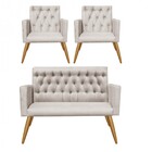 Kit 2 Poltrona E Namoradeira Nina Capitonê Sala De Estar Rece