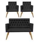 Kit 2 Poltrona E Namoradeira Nina Capitonê Sala De Estar Rece