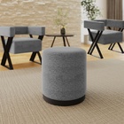 Kit 2 Poltrona E Puff Decorativo Sara Estilo Industrial Linho