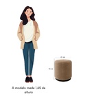 Kit 2 Poltrona E Puff Decorativo Viena Pés Metal Estilo Indus