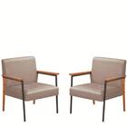 Kit 2 Poltrona Fontana Veludo Capuccino Base Em Metal Preto E