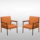 Kit 2 Poltrona Fontana Veludo Terracota Base Em Metal Preto E