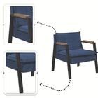 Kit 2 Poltrona Fortaleza Veludo Azul Base Em Metal Preto