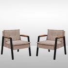 Kit 2 Poltrona Fortaleza Veludo Capuccino Base Em Metal Preto