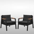 Kit 2 Poltrona Fortaleza Veludo Preto Base Em Metal Preto