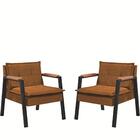 Kit 2 Poltrona Fortaleza Veludo Terracota Base Em Metal Preto