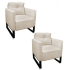 Kit 2 Poltrona Luisa Veludo  Base Industrial Metálica Preto D