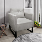 Kit 2 Poltrona Luisa Veludo  Base Industrial Metálica Preto D